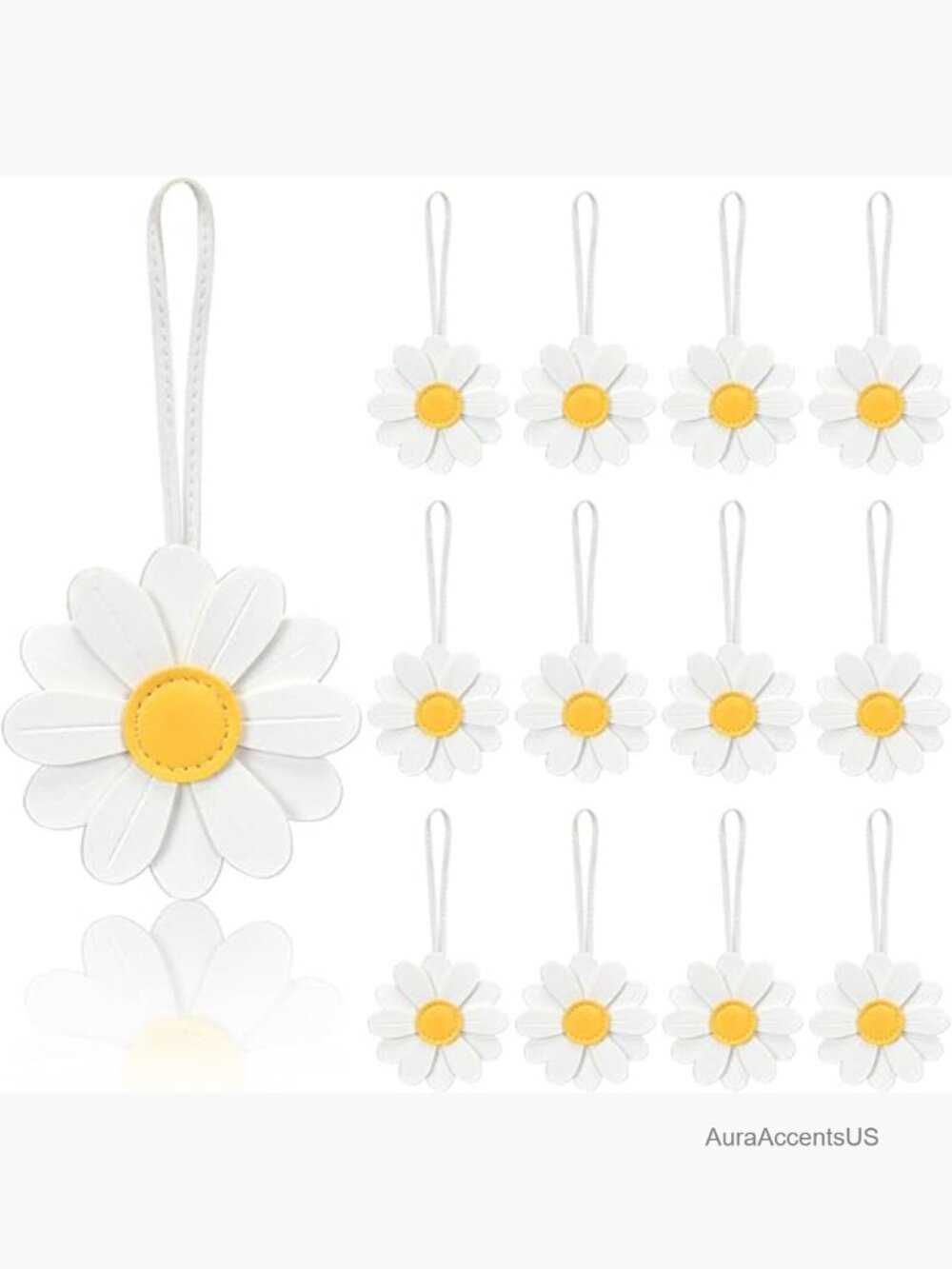 12 Pcs Faux Leather Bag Charms Keychain Set - Daisy Design Purse Accessories